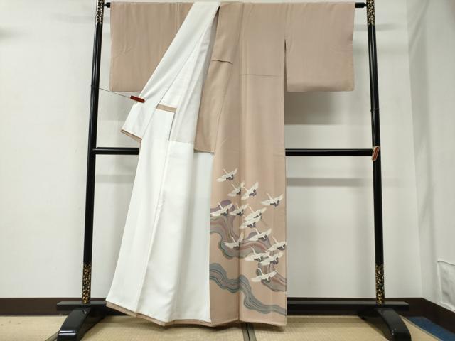平和屋着物●十日町　加賀草木友禅の第一人者　田村哲彦　色留袖　飛鶴文　正絹　逸品　CABE2805yc