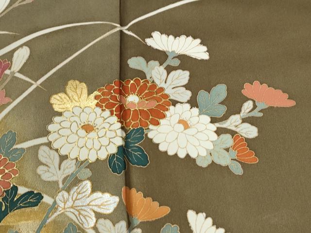 平和屋着物●金彩友禅作家　金彩の魔術師　堀省平　金煌織　訪問着　草花文　暈し染め　金彩　正絹　逸品　CABE2807yc