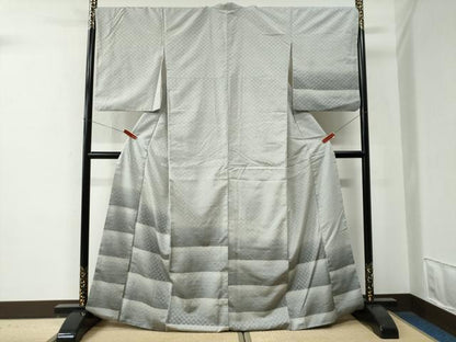 平和屋着物●訪問着　紬地　花織　横段文　正絹　逸品　CABE2809yc