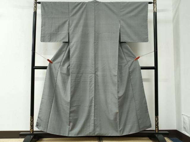 平和屋着物●本場結城紬　重要無形文化財　色無地　鼠色　正絹　逸品　未使用　CABE2810yc