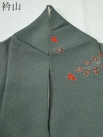 平和屋着物●訪問着　絞り　草花文　暈し染め　金彩　正絹　逸品　CABE2812yc