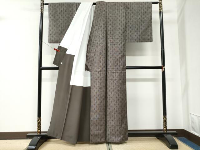 平和屋着物●本場大島紬　9マルキ　麻の葉文様　正絹　逸品　未使用　CABE2813yc