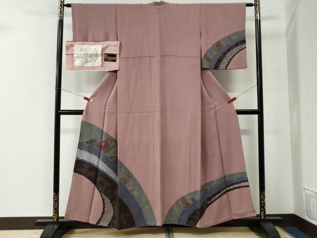 平和屋着物●訪問着　刺繍　堅牢草木染　吉祥花文　金彩　反端付き　正絹　逸品　CABE2822yc