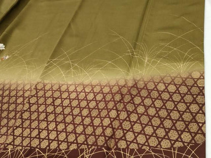 平和屋着物●訪問着　刺繍　松皮菱網目草花文　暈し染め　金彩　正絹　逸品　CABE2825yc