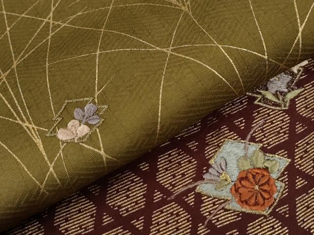 平和屋着物●訪問着　刺繍　松皮菱網目草花文　暈し染め　金彩　正絹　逸品　CABE2825yc
