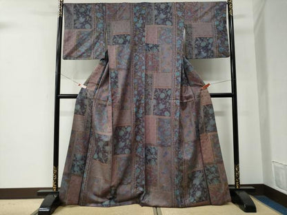 平和屋着物●上質な小紋　色紙花鳥唐草文　金彩　正絹　逸品　CABE2826yc