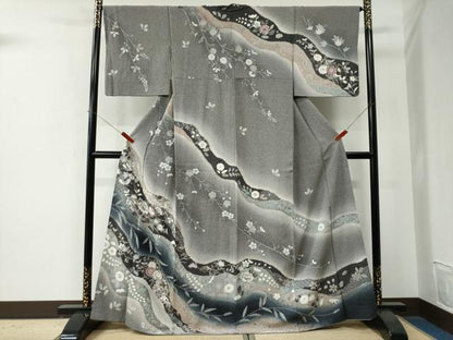 平和屋着物●訪問着　道長短冊吉祥花文　暈し染め　正絹　逸品　CABE2828yc
