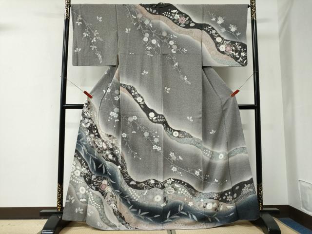 平和屋着物●訪問着　道長短冊吉祥花文　暈し染め　正絹　逸品　CABE2828yc