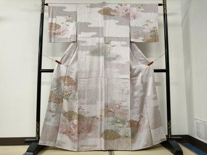 平和屋着物●訪問着　駒刺繍　雲取り吉祥草花文　金彩　正絹　逸品　CABE2830yc