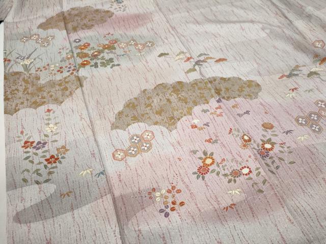 平和屋着物●訪問着　駒刺繍　雲取り吉祥草花文　金彩　正絹　逸品　CABE2830yc