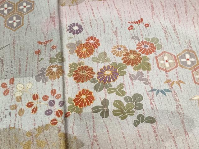 平和屋着物●訪問着　駒刺繍　雲取り吉祥草花文　金彩　正絹　逸品　CABE2830yc