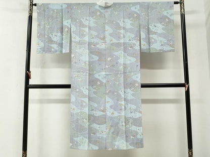 平和屋着物●長襦袢　無双仕立て　草花文　正絹　逸品　CABE2831yc