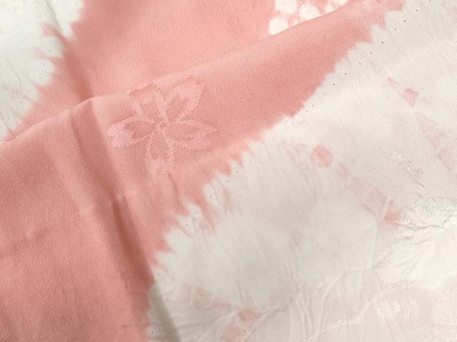 平和屋着物○長襦袢 無双仕立て 絞り よろけ縞 舞蝶枝桜地紋 正絹