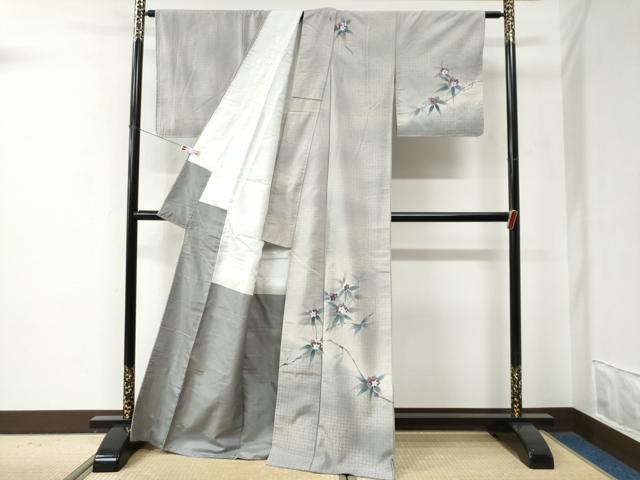 平和屋着物●訪問着　紬地　手描き　枝花文　正絹　逸品　未使用　CABE2834yc 平和屋着物○訪問着 紬地 手描き 枝花文 正絹 逸品 未使用 CABE2834yc