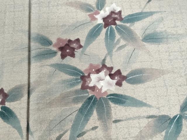 平和屋着物●訪問着　紬地　手描き　枝花文　正絹　逸品　未使用　CABE2834yc