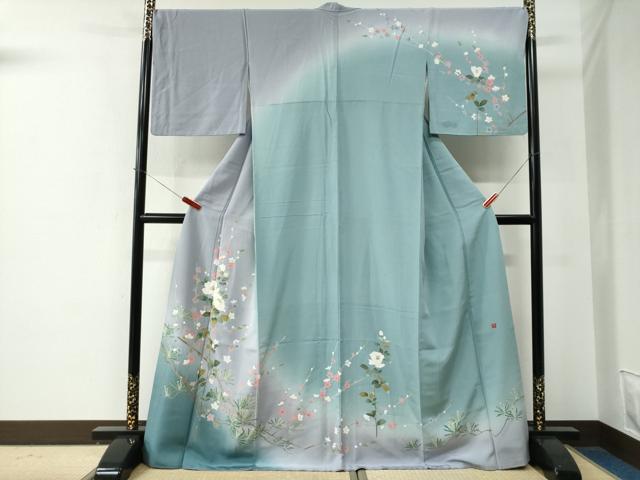平和屋着物●訪問着　友禅　作家物　枝花文　暈し染め　正絹　逸品　CABE2837yc