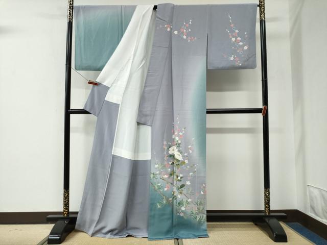 平和屋着物●訪問着　友禅　作家物　枝花文　暈し染め　正絹　逸品　CABE2837yc