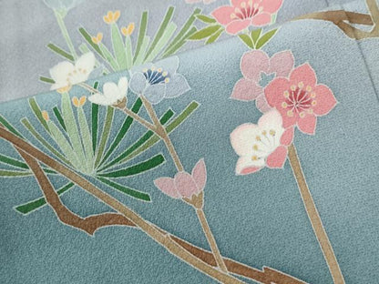 平和屋着物●訪問着　友禅　作家物　枝花文　暈し染め　正絹　逸品　CABE2837yc