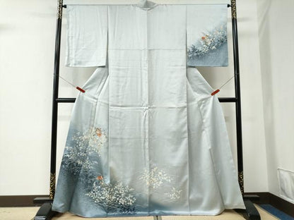 平和屋着物●中国三大刺繍　スワトウ刺繍　訪問着　扇面草花文　暈し染め　　正絹　逸品　CABE2838yc