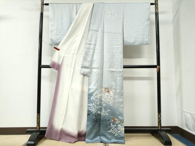 平和屋着物●中国三大刺繍　スワトウ刺繍　訪問着　扇面草花文　暈し染め　　正絹　逸品　CABE2838yc
