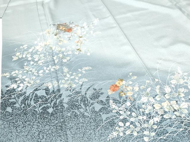 平和屋着物●中国三大刺繍　スワトウ刺繍　訪問着　扇面草花文　暈し染め　　正絹　逸品　CABE2838yc