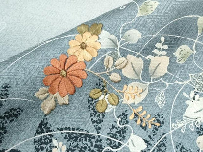 平和屋着物●中国三大刺繍　スワトウ刺繍　訪問着　扇面草花文　暈し染め　　正絹　逸品　CABE2838yc