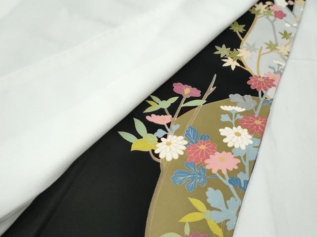 平和屋着物●豪華黒留袖　友禅　作家物　尾長鳥草花文　正絹　逸品　CABE2841yc