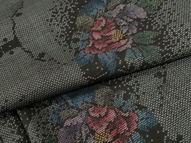 平和屋着物●本場大島紬　9マルキ　雪輪牡丹文　正絹　逸品　CABE2842yc