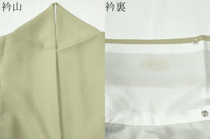 平和屋着物●色無地　草花丸地紋　裏葉柳色　さんび謹製　洗える着物　CABE2849yc