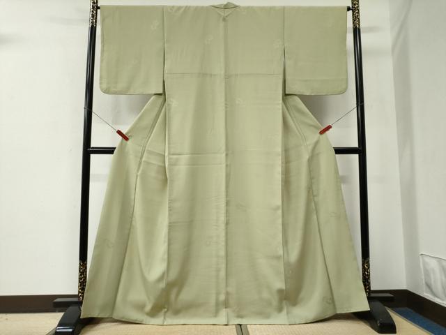 平和屋着物●色無地　草花丸地紋　裏葉柳色　さんび謹製　洗える着物　CABE2849yc 平和屋着物○色無地 草花丸地紋 裏葉柳色 さんび謹製 洗える