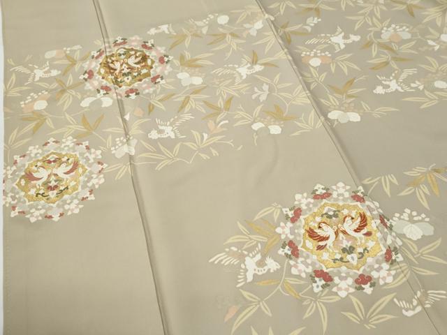 平和屋着物●訪問着　駒刺繍　花鳥唐草文　金彩　正絹　逸品　CABE2850yc