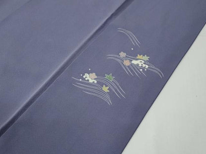 平和屋着物●京の名門　じゅらく謹製　帝王紫　訪問着　刺繍　几帳立波舞花文　金彩　正絹　逸品　CABE2851yc