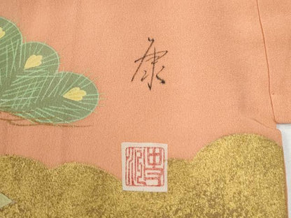 平和屋着物●豪華振袖　作家物　流水牡丹花文　暈し染め　金彩　正絹　逸品　CABE2852yc