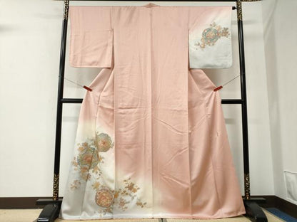 平和屋着物●金彩友禅　卓越技能者・名工・和田光正　訪問着　吉祥草花文　暈し染め　金彩　ロング丈　正絹　逸品　CABE2853yc