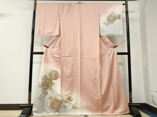 平和屋着物●金彩友禅　卓越技能者・名工・和田光正　訪問着　吉祥草花文　暈し染め　金彩　ロング丈　正絹　逸品　CABE2853yc