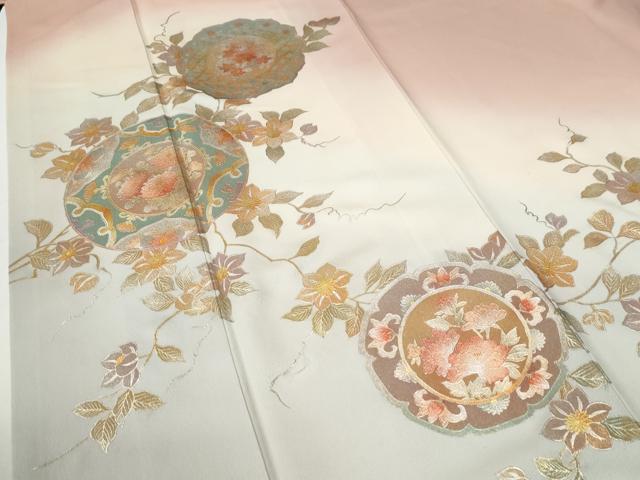 平和屋着物●金彩友禅　卓越技能者・名工・和田光正　訪問着　吉祥草花文　暈し染め　金彩　ロング丈　正絹　逸品　CABE2853yc
