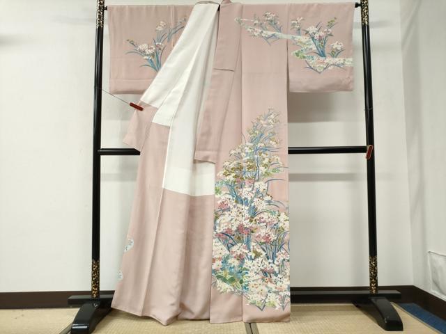 平和屋着物●訪問着　友禅　作家物　鬘帯草花文　正絹　逸品　CABE2855yc
