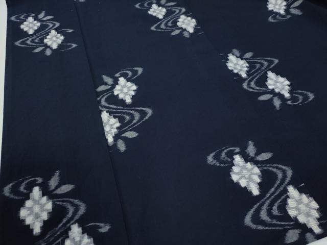 平和屋着物●久留米絣　単衣　流水花文　綿　逸品　CABE2864yc