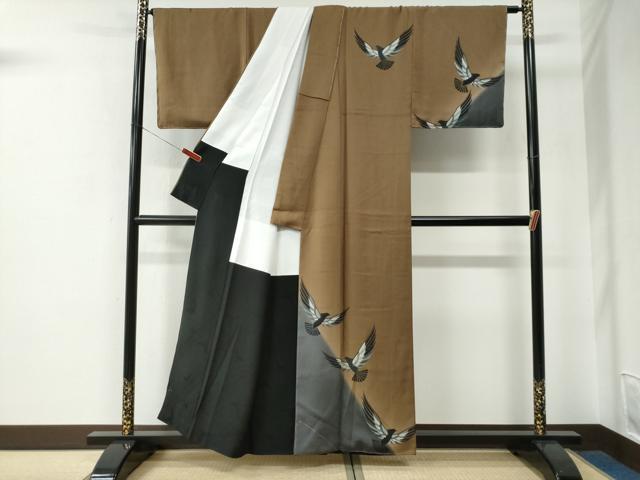 平和屋着物●染色作家　斉藤三才　訪問着　三才鳥　暈し染め　正絹　逸品　未使用　CABE2879yc