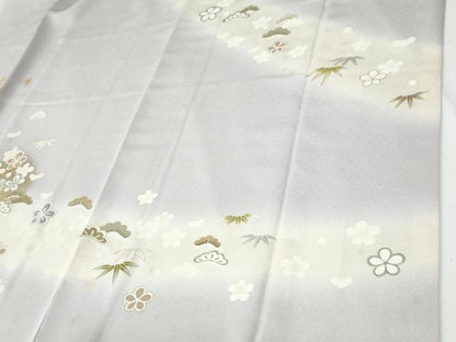 平和屋着物●訪問着　駒刺繍　松竹梅花文　暈し染め　金彩　正絹　逸品　CABE2880yc