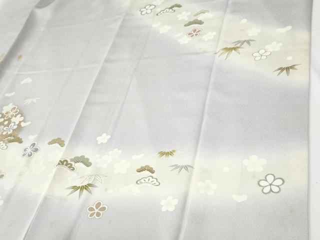 平和屋着物●訪問着　駒刺繍　松竹梅花文　暈し染め　金彩　正絹　逸品　CABE2880yc