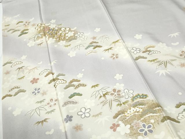 平和屋着物●訪問着　駒刺繍　松竹梅花文　暈し染め　金彩　正絹　逸品　CABE2880yc