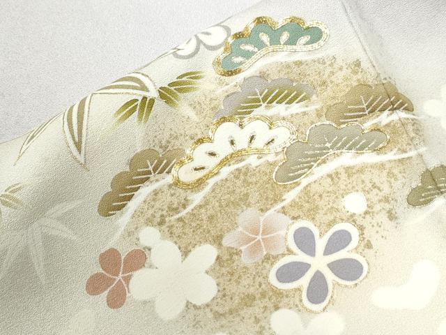 平和屋着物●訪問着　駒刺繍　松竹梅花文　暈し染め　金彩　正絹　逸品　CABE2880yc