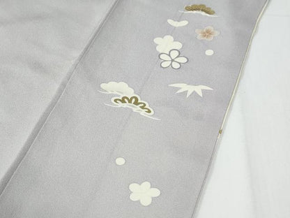平和屋着物●訪問着　駒刺繍　松竹梅花文　暈し染め　金彩　正絹　逸品　CABE2880yc