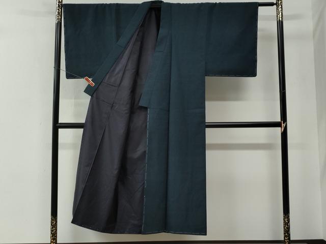 平和屋着物●男性　本塩沢　やまだ織　蚊絣　証紙付き　正絹　逸品　未使用　CABE2881yc