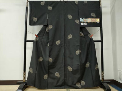 平和屋着物●本場縞大島紬　泥染め　地空き　雪輪文　薩摩染織　証紙付き　正絹　逸品　CABE2883yc