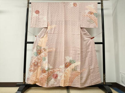 平和屋着物●創業460年・千總　訪問着　駒刺繍　絞り　立波草花文　正絹　逸品　CABE2884yc