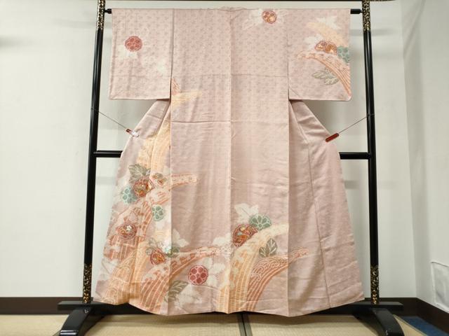 平和屋着物●創業460年・千總　訪問着　駒刺繍　絞り　立波草花文　正絹　逸品　CABE2884yc