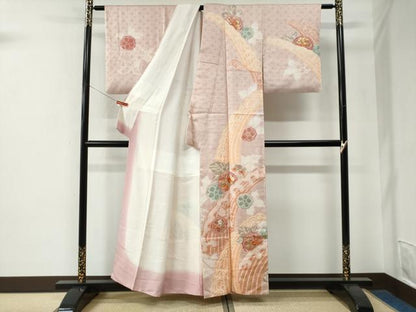 平和屋着物●創業460年・千總　訪問着　駒刺繍　絞り　立波草花文　正絹　逸品　CABE2884yc