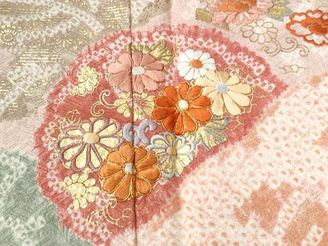 平和屋着物●創業460年・千總　訪問着　駒刺繍　絞り　立波草花文　正絹　逸品　CABE2884yc